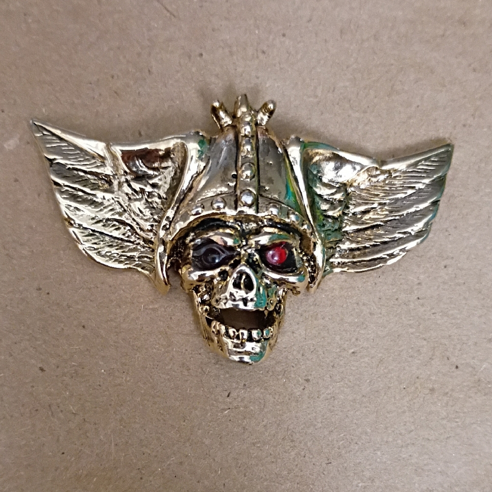 Gold Winged Skull Necklace Pendant 💥
